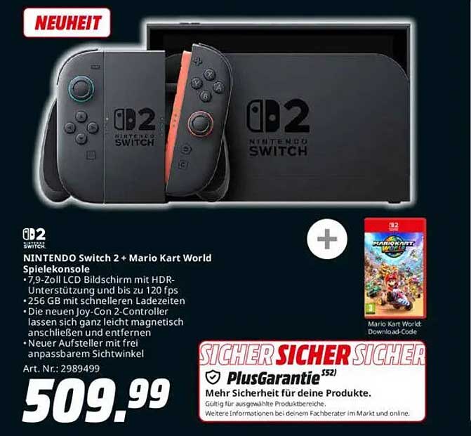 NINTENDO Switch 2 + Mario Kart World Spielekonsole