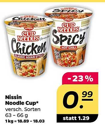 Nissin Noodle Cup - verschiedene Sorten