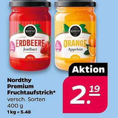 Nordthy Premium Fruchtaufstrich Erdbeere und Orange