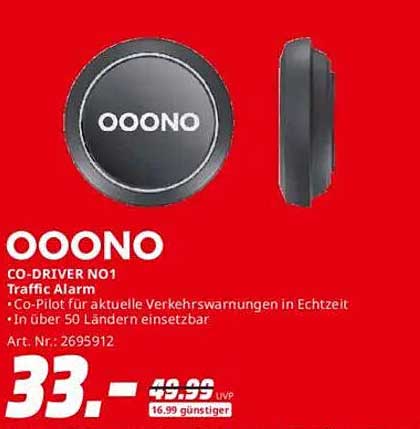 OOONO CO-DRIVER NO1 Traffic Alarm