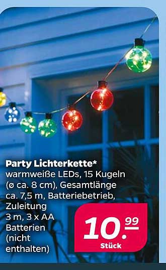 Party Lichterkette* warmweiße LEDs, 15 Kugeln (ø ca. 8 cm)
