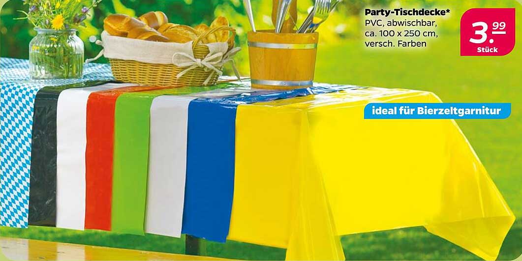 Party-Tischdecke* PVC, abwaschbar, ca. 100 x 250 cm, versch. Farben