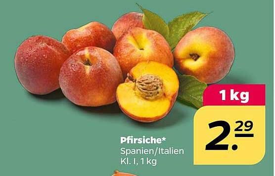 Pfirsiche aus Spanien/Italien, Klasse I, 1 kg