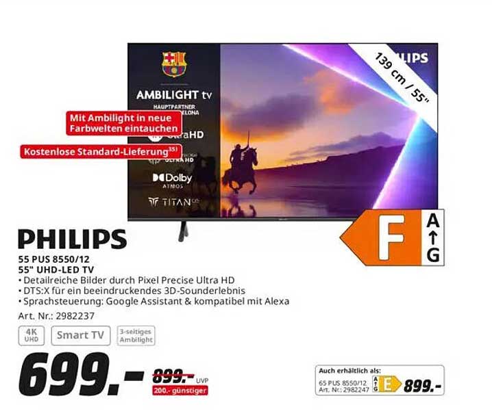PHILIPS 55 PUS 8550/12 55" UHD-LED TV mit Ambilight