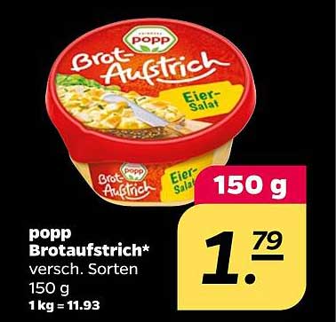 popp Brotaufstrich Eier-Salat 150 g