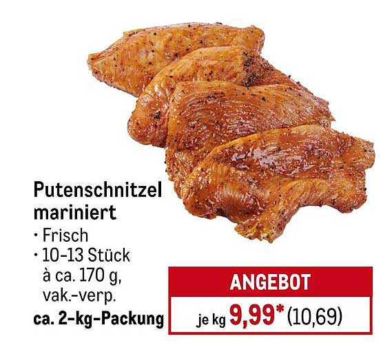 Putenschnitzel mariniert - Frisch, 10-13 Stück à ca. 170 g, vak.-verpackt