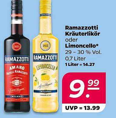 Ramazzotti Kräuterlikör oder Limoncello 0,7 Liter