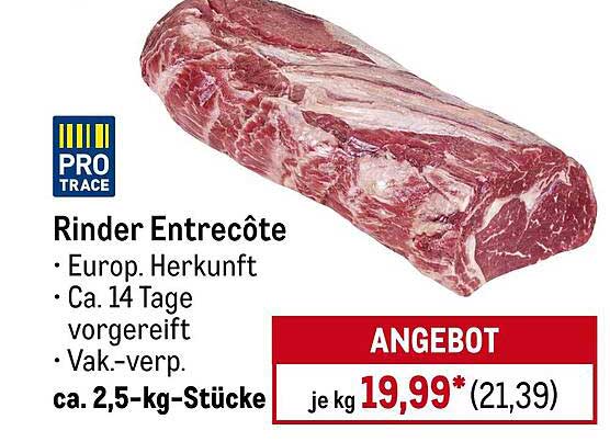 Rinder Entrecôte - Europäische Herkunft