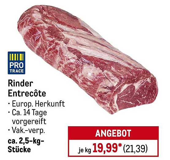 Rinder Entrecôte - Europäische Herkunft, ca. 2,5-kg-Stücke