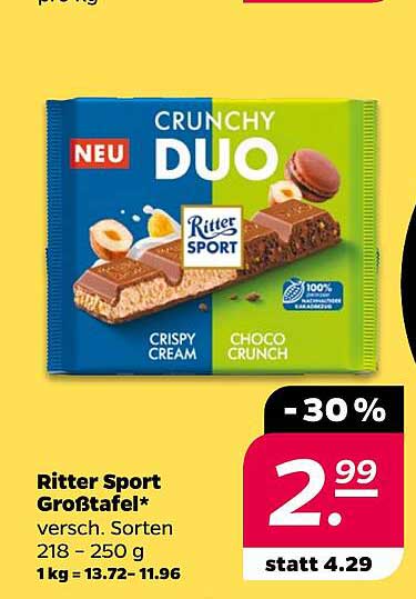 Ritter Sport Crunchy Duo Großtafel - 30% Rabatt