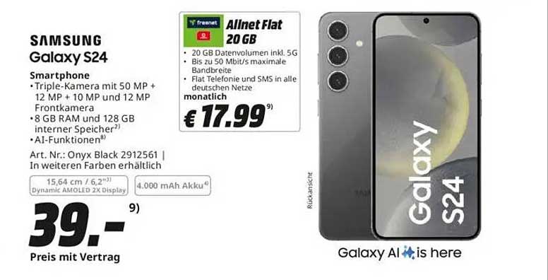 Samsung Galaxy S24 Smartphone mit Vertrag