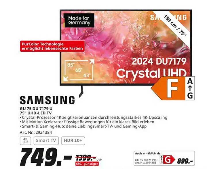 Samsung GU 75 DU 7179 U 75" UHD-LED TV