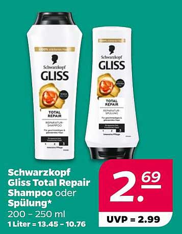 Schwarzkopf Gliss Total Repair Shampoo oder Spülung 200-250 ml