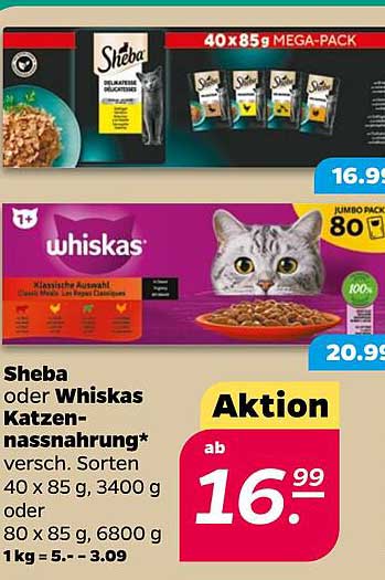 Sheba oder Whiskas Katzen-Nassnahrung - verschiedene Sorten