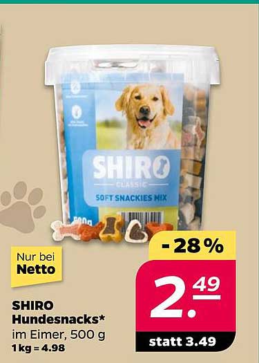 SHIRO Hundesnacks* im Eimer, 500 g