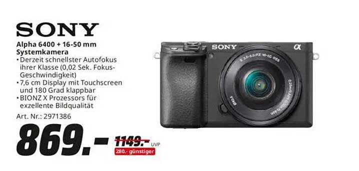 Sony Alpha 6400 + 16-50 mm Systemkamera