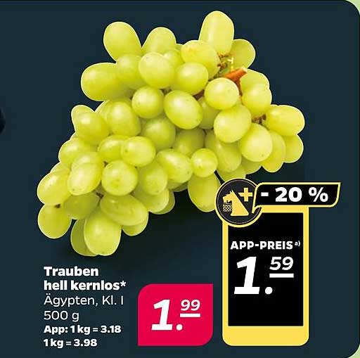 Trauben hell kernlos* Ägypten, Kl. I - 500 g