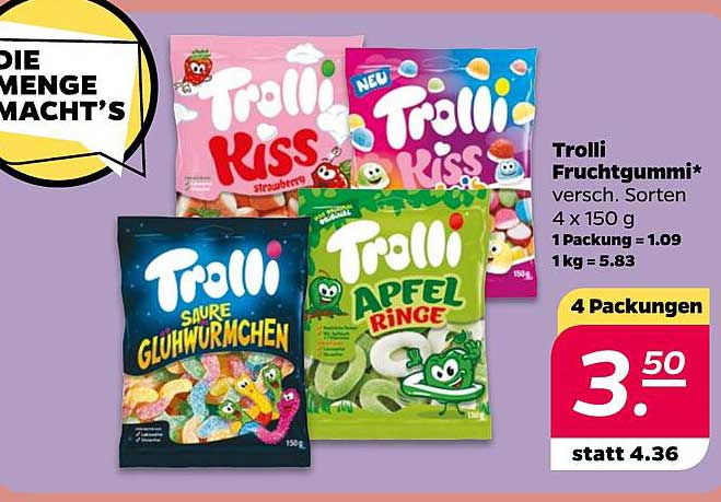 Trolli Fruchtgummi – verschiedene Sorten 4 x 150 g