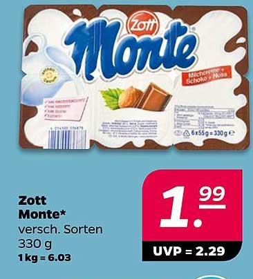 Zott Monte - verschiedene Sorten 330 g