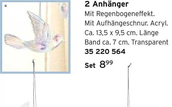 2 Anhänger Mit Regenbogeneffekt. Mit Aufhängeschnur. Acryl. Ca. 13,5 x 9,5 cm. Länge Band ca. 7 cm. Transparent 35 220 564 Set