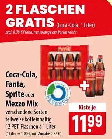 2 FLASCHEN GRATIS (Coca-Cola, 1 Liter)