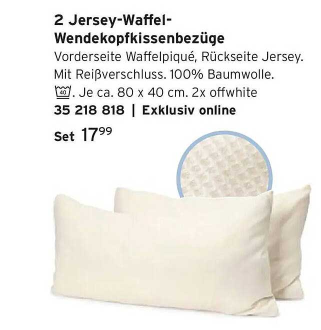 2 Jersey-Waffel-Wendekopfkissenbezüge