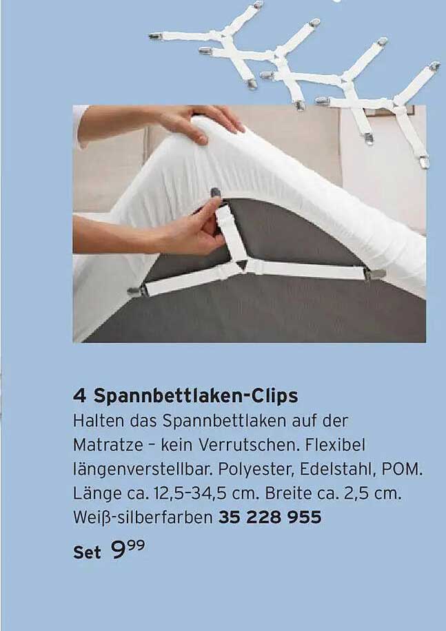 4 Spannbettlaken-Clips