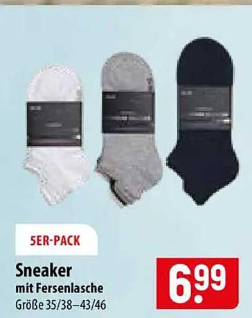 5ER-PACK Sneaker mit Fersenlasche Größe 35/38–43/46