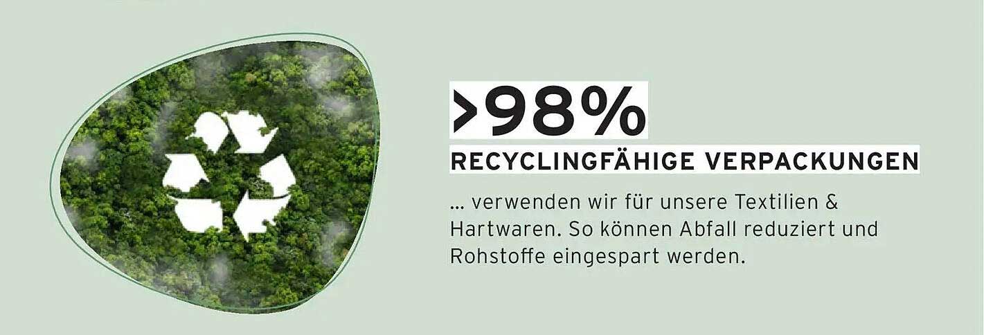 >98% RECYCLINGFÄHIGE VERPACKUNGEN