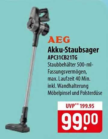 AEG Akku-Staubsauger APC31CB21TG