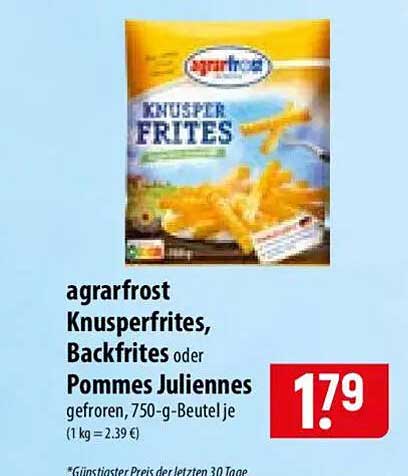 agrarfrost Knusperfrites, Backfrites oder Pommes Juliennes gefroren, 750-g-Beutel je