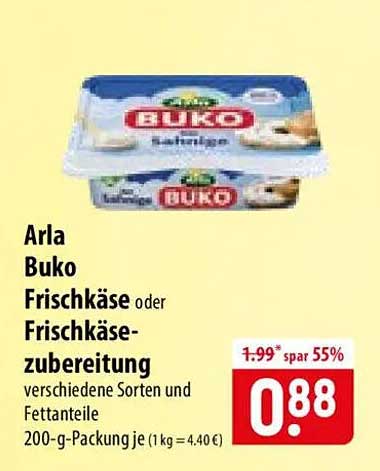 Arla Buko Frischkäse oder Frischkäse-zubereitung