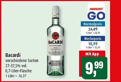 Bacardi verschiedene Sorten 27-37,5% vol. 0,7-Liter-Flasche