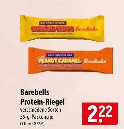 Barebells Protein-Riegel verschiedene Sorten 55-g-Packung je