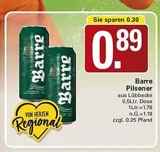 Barre Pilsener aus Lübbecke 0,5Ltr. Dose