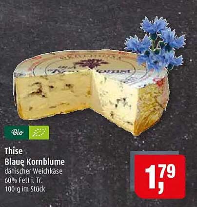 Bio Thise Blaue Kornblume dänischer Weichkäse 60% Fett i. Tr. 100 g im Stück