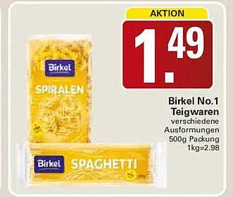 Birkel No.1 Teigwaren verschiedene Ausformungen 500g Packung 1kg=2,98