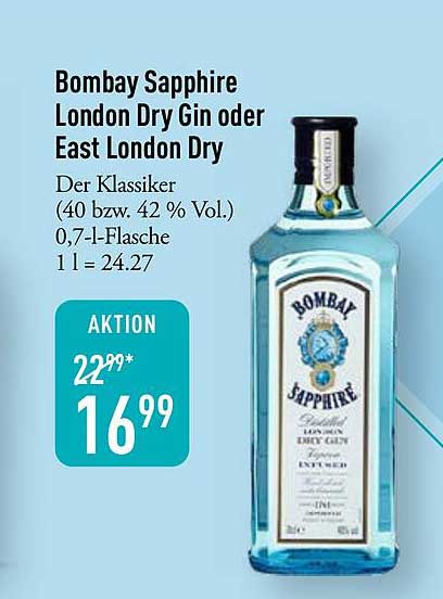Bombay Sapphire London Dry Gin oder East London Dry