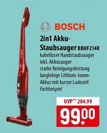 Bosch 2in1 Akku-Staubsauger BBHF214R