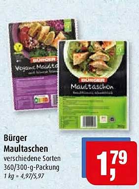 Bürger Maultaschen verschiedene Sorten 360/300-g-Packung
