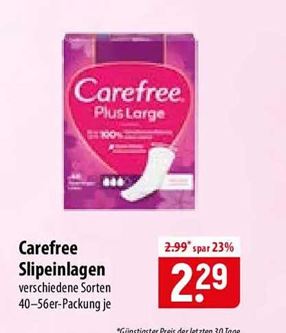 Carefree Slipeinlagen verschiedene Sorten 40–56er-Packung je