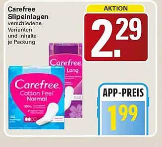 Carefree Slipeinlagen verschiedene Varianten und Inhalte je Packung