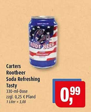 Carters Rootbeer Soda Refreshing Tasty 330-ml-Dose