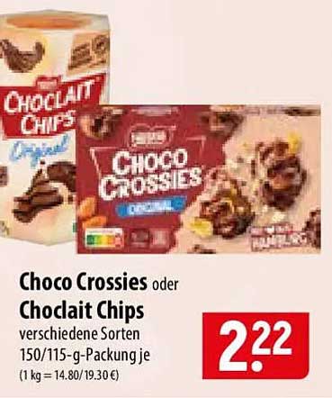 Choco Crossies oder Choclait Chips