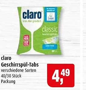 claro Geschirrspül-Tabs verschiedene Sorten 40/30 Stück Packung