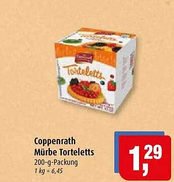 Coppenrath Mürbe Tortelets 200-g-Packung 1 kg = 6,45