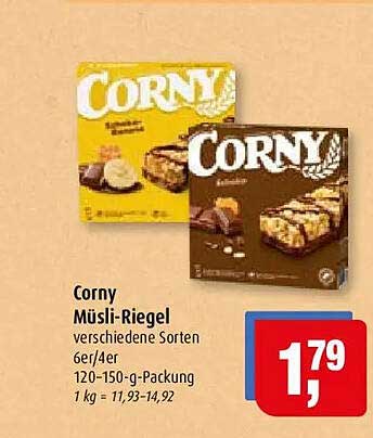 Corny Müsli-Riegel verschiedene Sorten 6er/4er 120-150-g-Packung 1 kg = 11,93-14,92