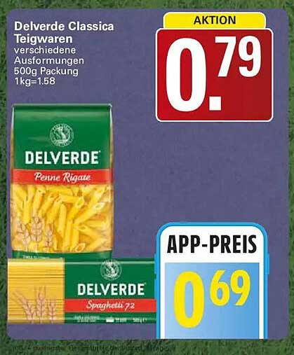 Delverde Classica Teigwaren verschiedene Ausformungen 500g Packung 1kg=1.58