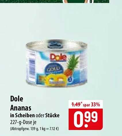 Dole Ananas in Scheiben oder Stücke 227-g-Dose je