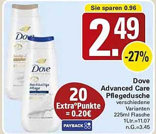 Dove Advanced Care Pflegedusche verschiedene Varianten